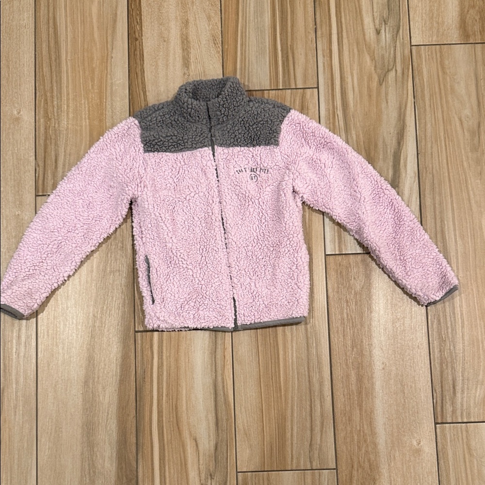 Cozy Pink and Gray Kids Fleece Jacket